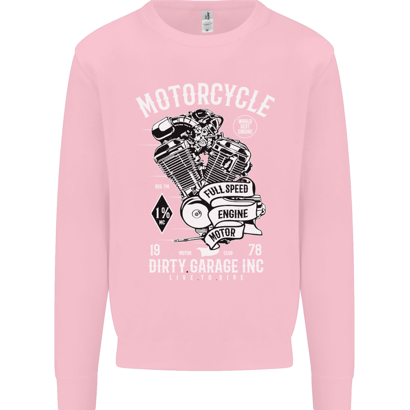 Motorcycle Dirty Garage Motorcycle Biker Mens Sweatshirt Jumper Light Pink