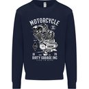Motorcycle Dirty Garage Motorcycle Biker Mens Sweatshirt Jumper Navy Blue