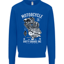 Motorcycle Dirty Garage Motorcycle Biker Mens Sweatshirt Jumper Royal Blue
