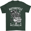 Motorcycle Dirty Garage Motorcycle Biker Mens T-Shirt Cotton Gildan Forest Green