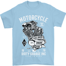 Motorcycle Dirty Garage Motorcycle Biker Mens T-Shirt Cotton Gildan Light Blue