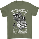 Motorcycle Dirty Garage Motorcycle Biker Mens T-Shirt Cotton Gildan Military Green