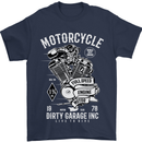 Motorcycle Dirty Garage Motorcycle Biker Mens T-Shirt Cotton Gildan Navy Blue