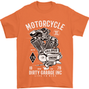 Motorcycle Dirty Garage Motorcycle Biker Mens T-Shirt Cotton Gildan Orange