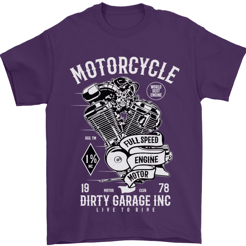 Motorcycle Dirty Garage Motorcycle Biker Mens T-Shirt Cotton Gildan Purple