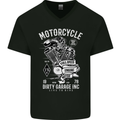 Motorcycle Dirty Garage Motorcycle Biker Mens V-Neck Cotton T-Shirt Black