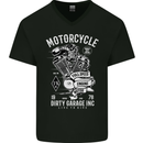 Motorcycle Dirty Garage Motorcycle Biker Mens V-Neck Cotton T-Shirt Black
