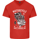 Motorcycle Dirty Garage Motorcycle Biker Mens V-Neck Cotton T-Shirt Red