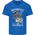 Motorcycle Dirty Garage Motorcycle Biker Mens V-Neck Cotton T-Shirt Royal Blue