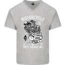 Motorcycle Dirty Garage Motorcycle Biker Mens V-Neck Cotton T-Shirt Sports Grey
