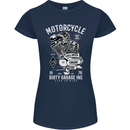 Motorcycle Dirty Garage Motorcycle Biker Womens Petite Cut T-Shirt Navy Blue