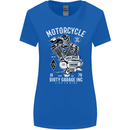 Motorcycle Dirty Garage Motorcycle Biker Womens Wider Cut T-Shirt Royal Blue