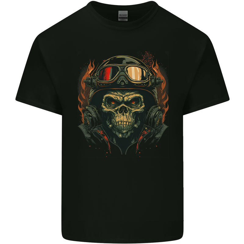 Motorcycle Gorilla Skull Motorbike Biker Kids T-Shirt Childrens Black