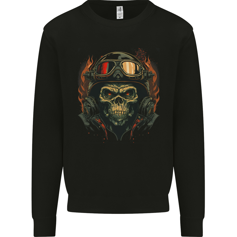 Motorcycle Gorilla Skull Motorbike Biker Mens Sweatshirt Jumper Black