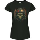 Motorcycle Gorilla Skull Motorbike Biker Womens Petite Cut T-Shirt Black