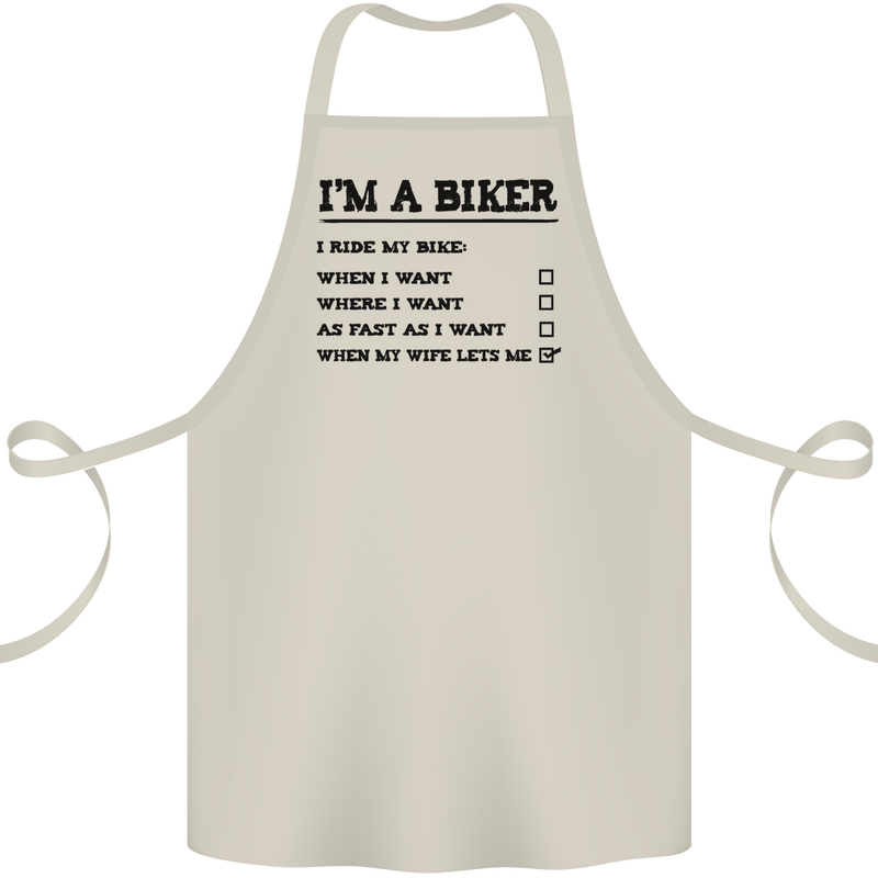 Motorcycle I'm a Biker When My Wife Funny Cotton Apron 100% Organic Natural