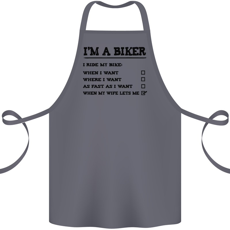 Motorcycle I'm a Biker When My Wife Funny Cotton Apron 100% Organic Steel