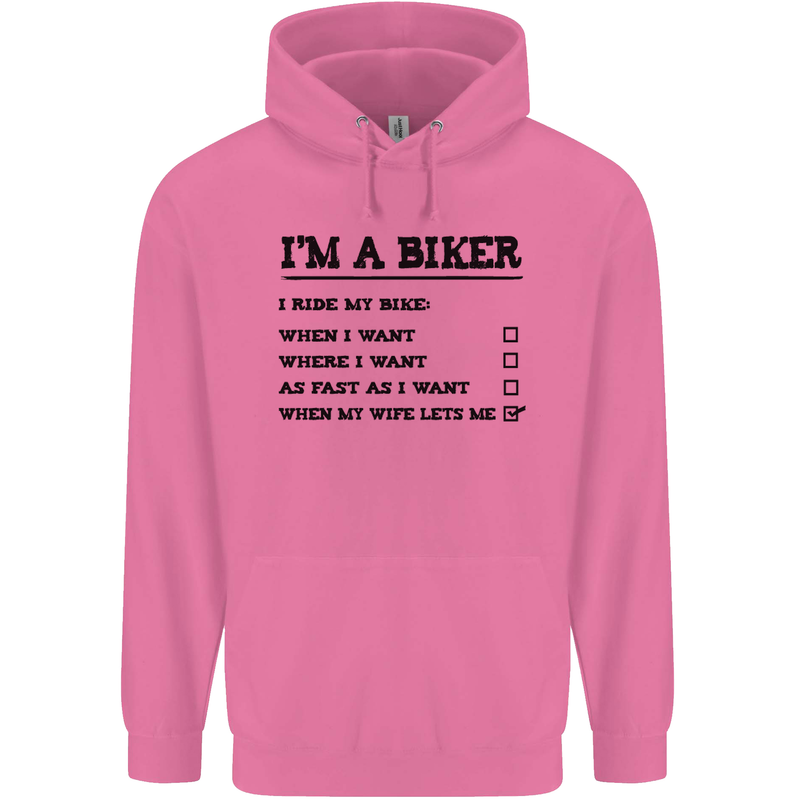 Motorcycle I'm a Biker When My Wife Funny Mens 80% Cotton Hoodie Azelea