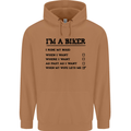 Motorcycle I'm a Biker When My Wife Funny Mens 80% Cotton Hoodie Caramel Latte