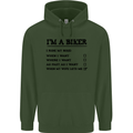 Motorcycle I'm a Biker When My Wife Funny Mens 80% Cotton Hoodie Forest Green