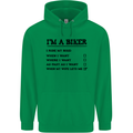 Motorcycle I'm a Biker When My Wife Funny Mens 80% Cotton Hoodie Irish Green