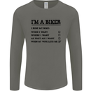 Motorcycle I'm a Biker When My Wife Funny Mens Long Sleeve T-Shirt Charcoal