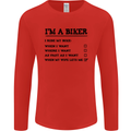 Motorcycle I'm a Biker When My Wife Funny Mens Long Sleeve T-Shirt Red