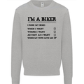 Motorcycle I'm a Biker When My Wife Funny Mens Sweatshirt Jumper Sports Grey