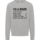 Motorcycle I'm a Biker When My Wife Funny Mens Sweatshirt Jumper Sports Grey