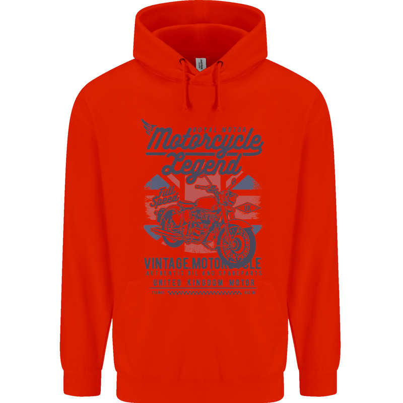 Motorcycle Legend Biker Motorcycle Chopper Mens 80% Cotton Hoodie Bright Red