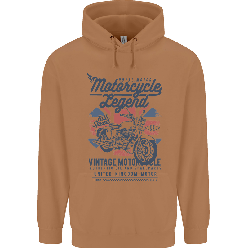 Motorcycle Legend Biker Motorcycle Chopper Mens 80% Cotton Hoodie Caramel Latte