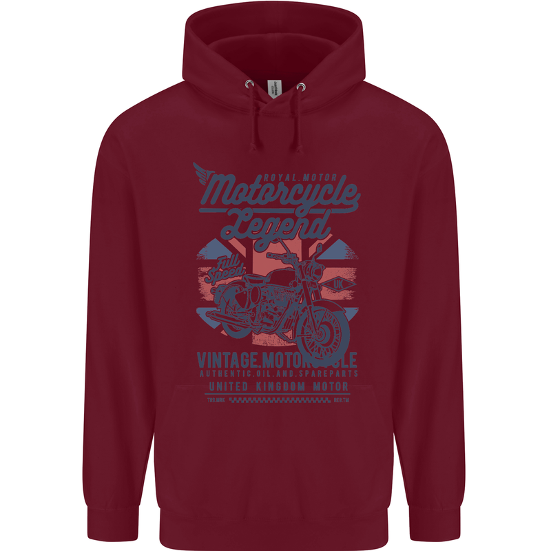 Motorcycle Legend Biker Motorcycle Chopper Mens 80% Cotton Hoodie Maroon