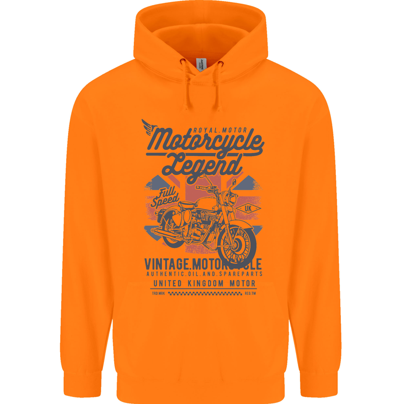 Motorcycle Legend Biker Motorcycle Chopper Mens 80% Cotton Hoodie Orange