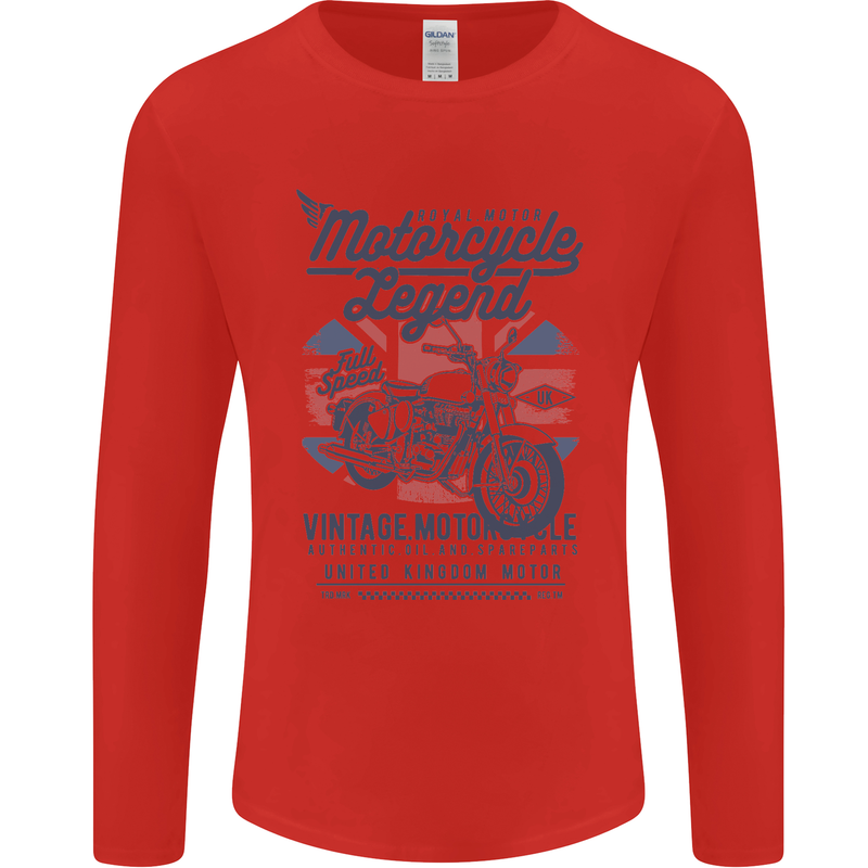 Motorcycle Legend Biker Motorcycle Chopper Mens Long Sleeve T-Shirt Red