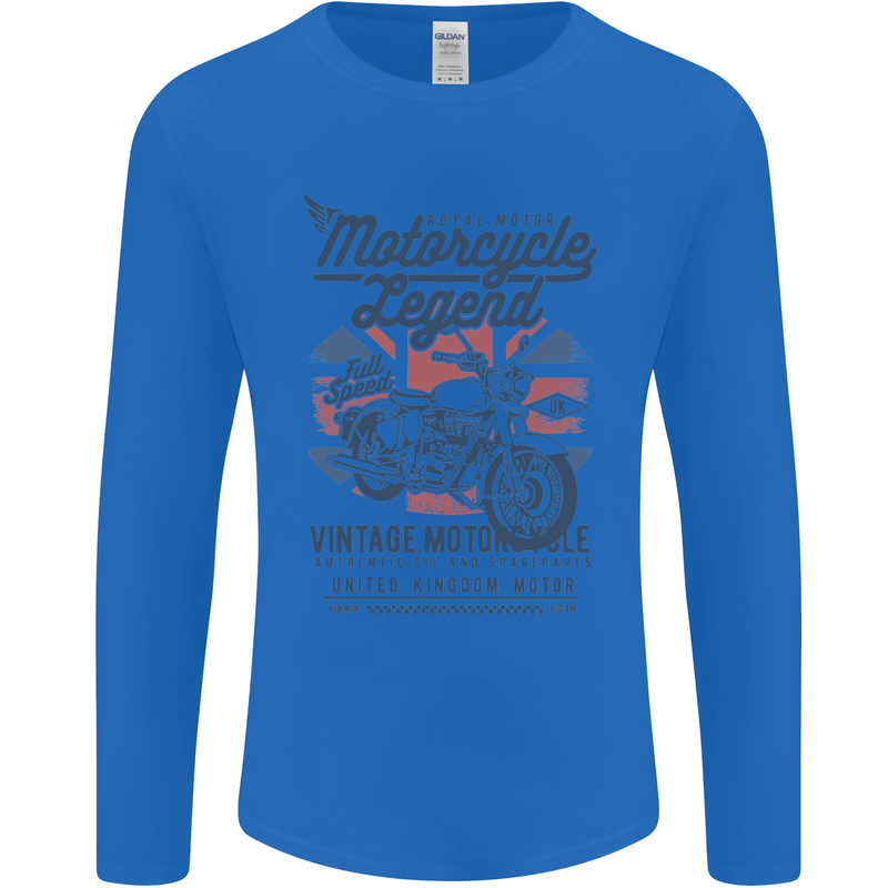 Motorcycle Legend Biker Motorcycle Chopper Mens Long Sleeve T-Shirt Royal Blue