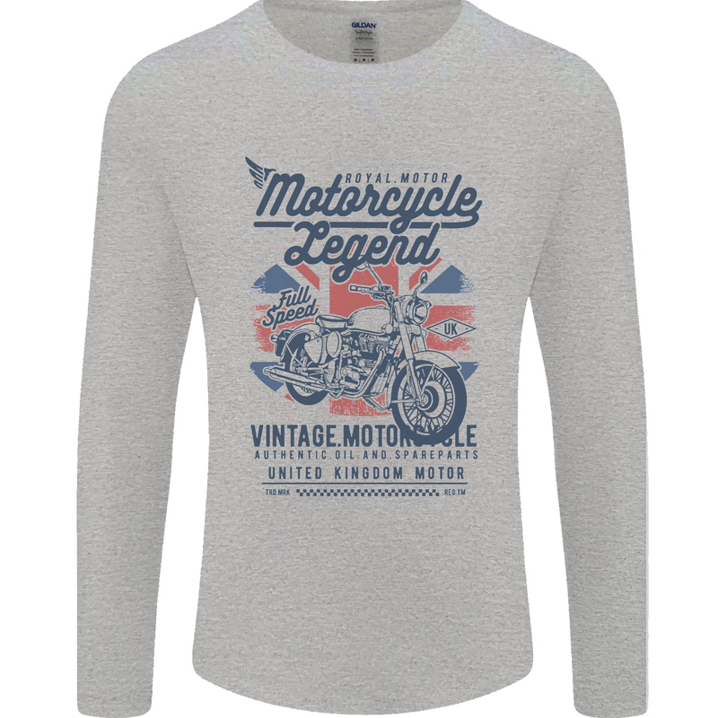 Motorcycle Legend Biker Motorcycle Chopper Mens Long Sleeve T-Shirt Sports Grey