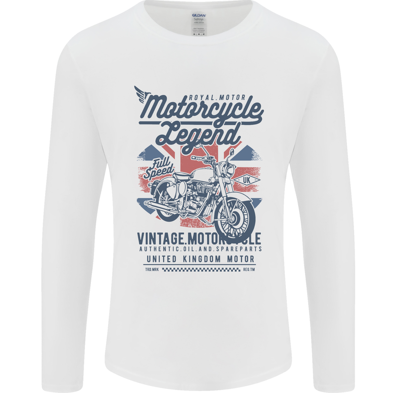 Motorcycle Legend Biker Motorcycle Chopper Mens Long Sleeve T-Shirt White