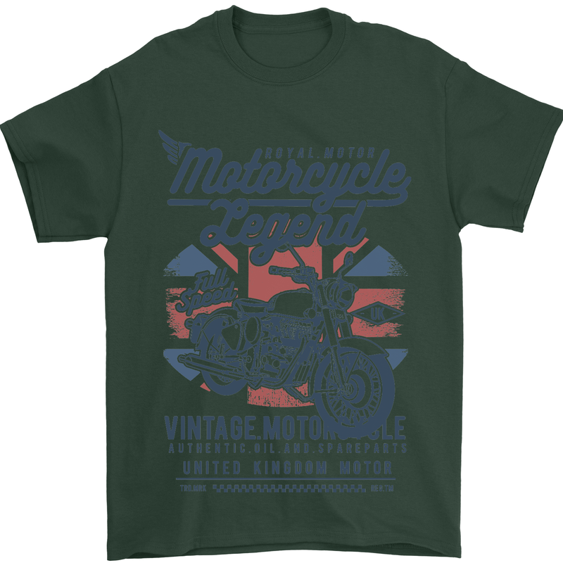 Motorcycle Legend Biker Motorcycle Chopper Mens T-Shirt Cotton Gildan Forest Green