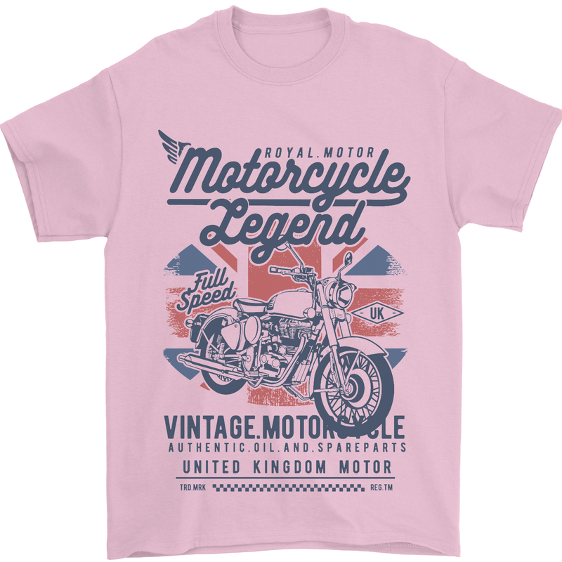 Motorcycle Legend Biker Motorcycle Chopper Mens T-Shirt Cotton Gildan Light Pink