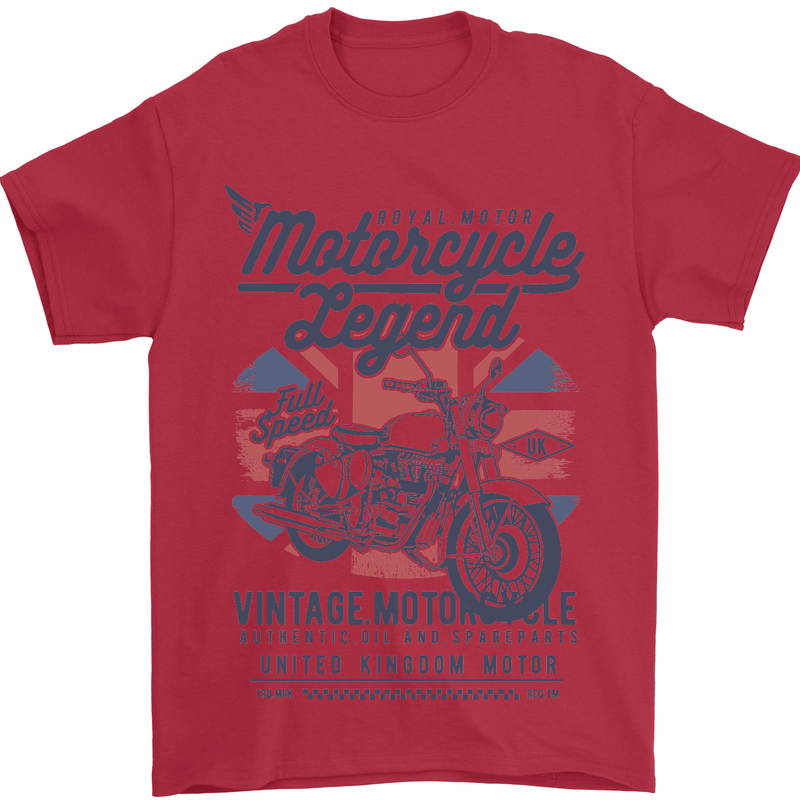 Motorcycle Legend Biker Motorcycle Chopper Mens T-Shirt Cotton Gildan Red