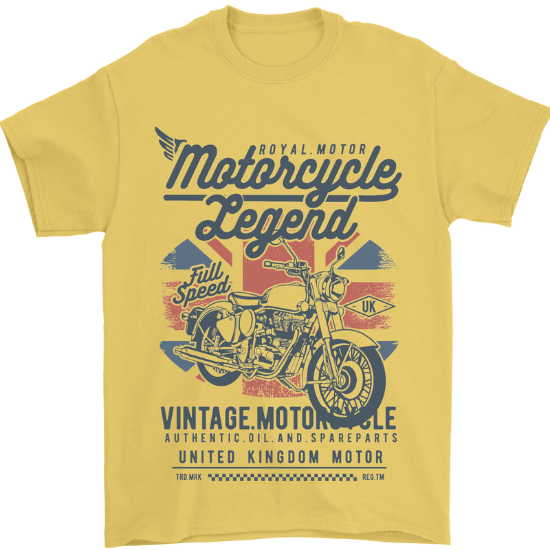 Motorcycle Legend Biker Motorcycle Chopper Mens T-Shirt Cotton Gildan Yellow