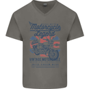 Motorcycle Legend Biker Motorcycle Chopper Mens V-Neck Cotton T-Shirt Charcoal