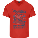 Motorcycle Legend Biker Motorcycle Chopper Mens V-Neck Cotton T-Shirt Red