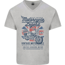 Motorcycle Legend Biker Motorcycle Chopper Mens V-Neck Cotton T-Shirt Sports Grey