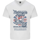 Motorcycle Legend Biker Motorcycle Chopper Mens V-Neck Cotton T-Shirt White