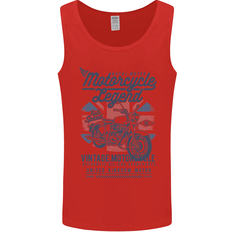 Motorcycle Legend Biker Motorcycle Chopper Mens Vest Tank Top Red