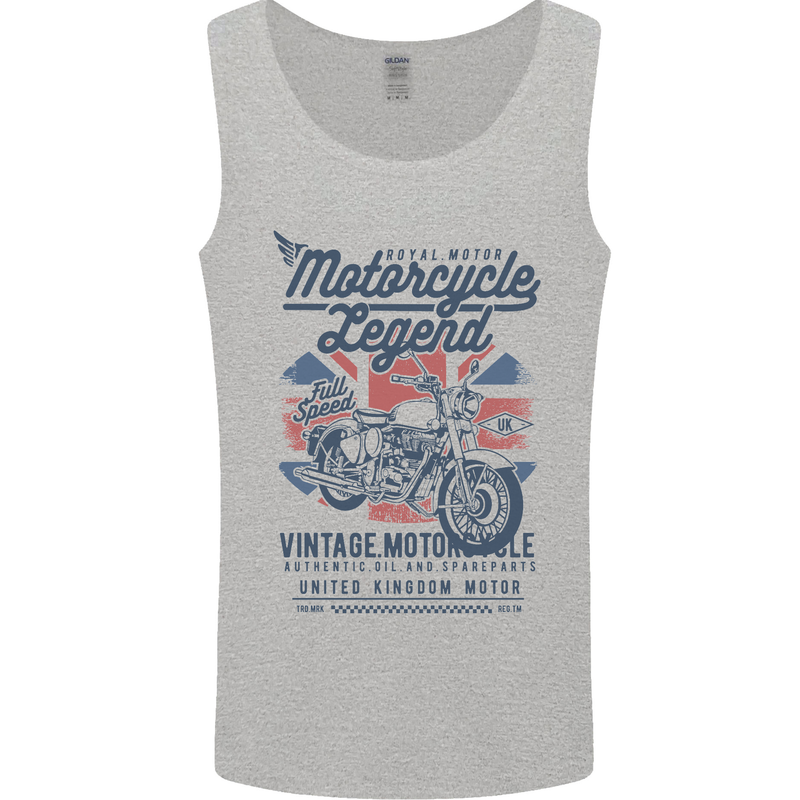 Motorcycle Legend Biker Motorcycle Chopper Mens Vest Tank Top Sports Grey