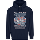 Motorcycle Legend Biker Union Jack British Childrens Kids Hoodie Navy Blue