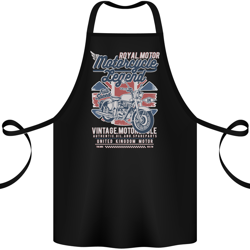 Motorcycle Legend Biker Union Jack British Cotton Apron 100% Organic Black