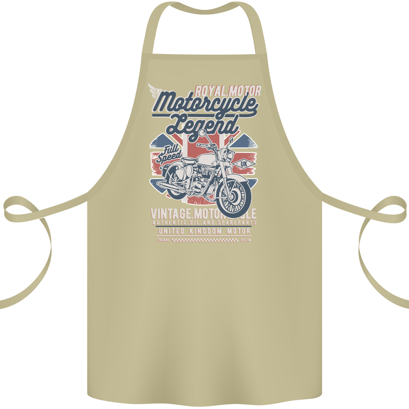 Motorcycle Legend Biker Union Jack British Cotton Apron 100% Organic Khaki